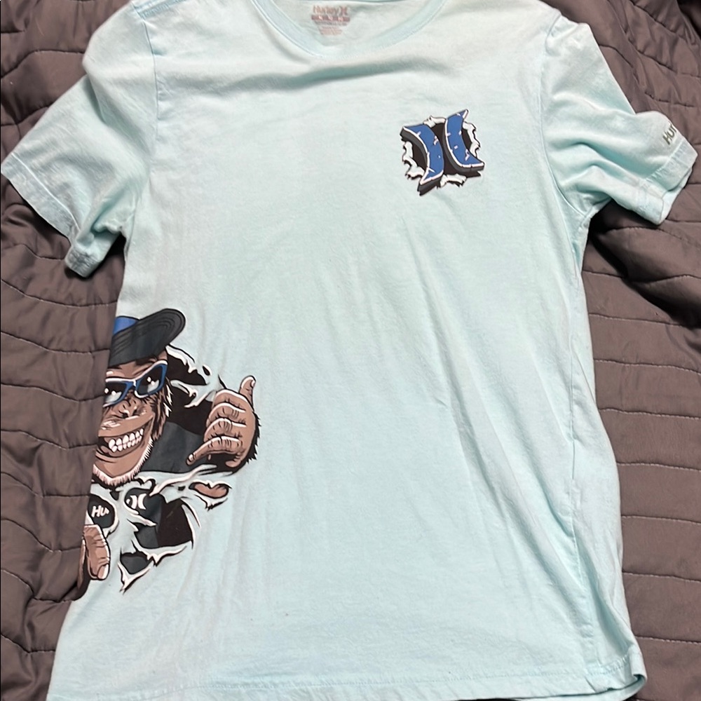 Hurley Blue Short Sleeve Tee with Playful Graphics